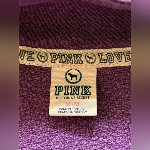 PINK Victoria’s Secret 1/4 Zip Pullover Size Medium Purple - Picture 3 of 3